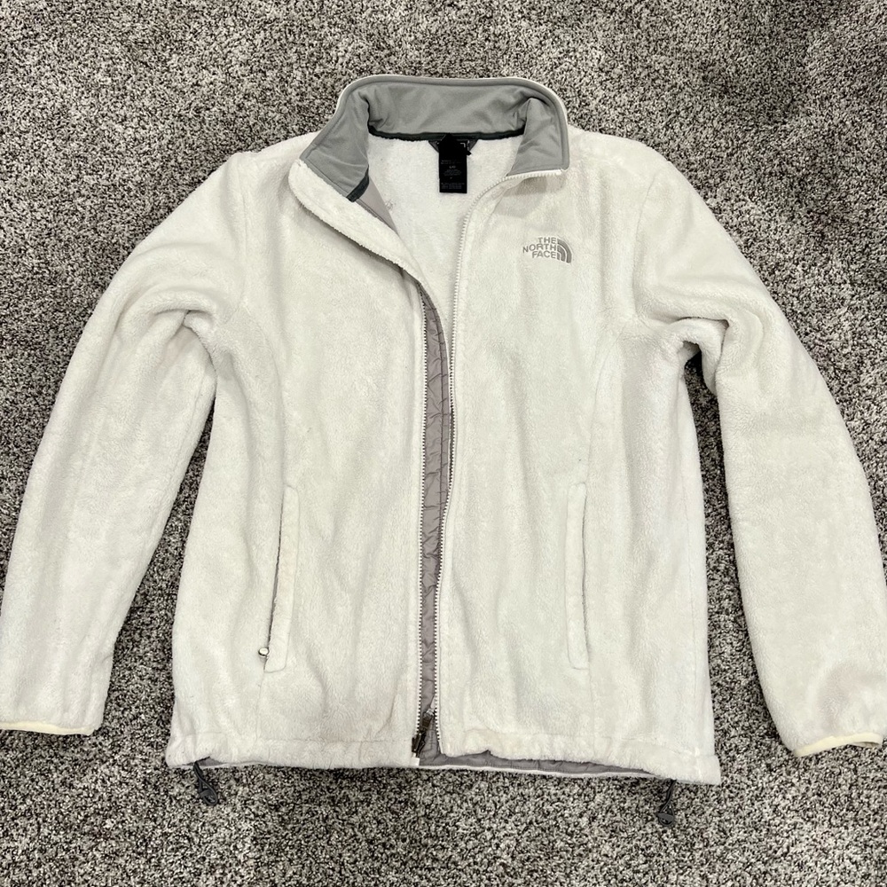 White North Face Fleece zip Jacket - Women’s L